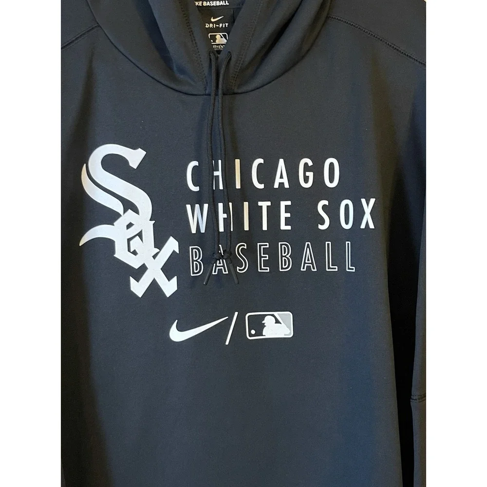 Men's 3XL NWOT Chicago White Sox Nike Logo Stack‎ Performance Hoodie Black